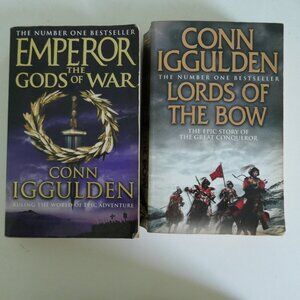 2 books Emperor The Gods of War and Lords of the Bow by Conn Iggulden